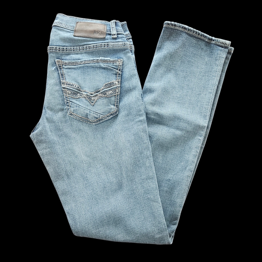 BKE Men's Denim Straight Jeans, Alec - Light Blue